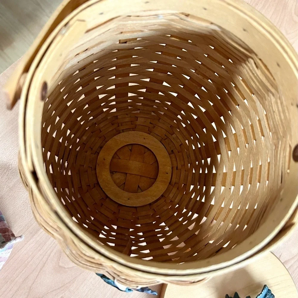 Longaberger October Fields Pumpkin Basket Set Lid/Plaid Liner/protector/tag